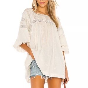 Free People Azalea Cream Lace Detail Top